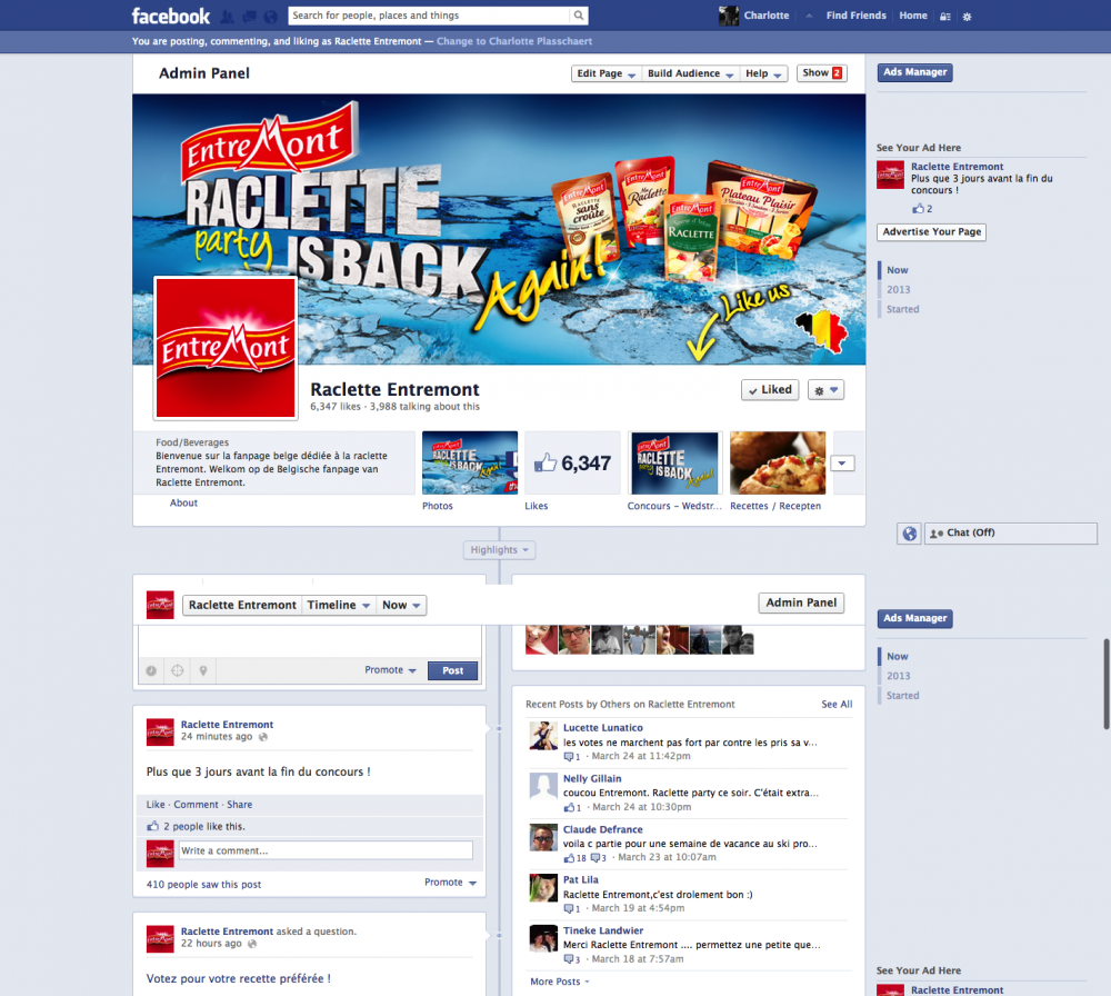 fanpage facebook de entremont raclette
